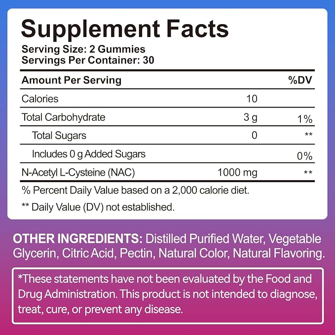N-Acetyl-L-Cysteine (NAC) - 60 Vegan & Sugar Free Gummies