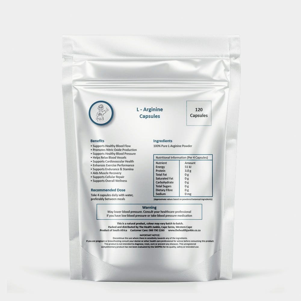 L - Arginine - 120 Capsules - The Health Junkie