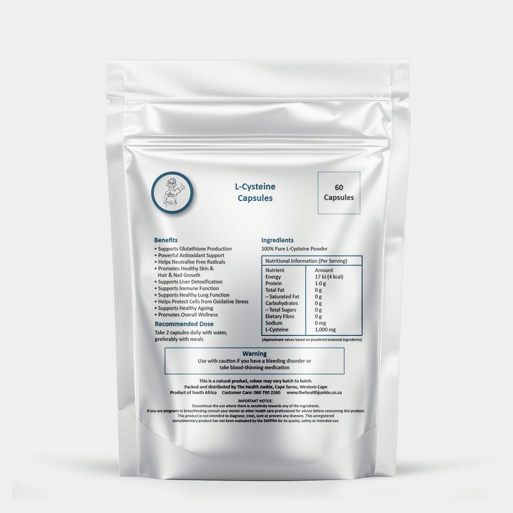 L-Cysteine - 60 Capsules - The Health Junkie