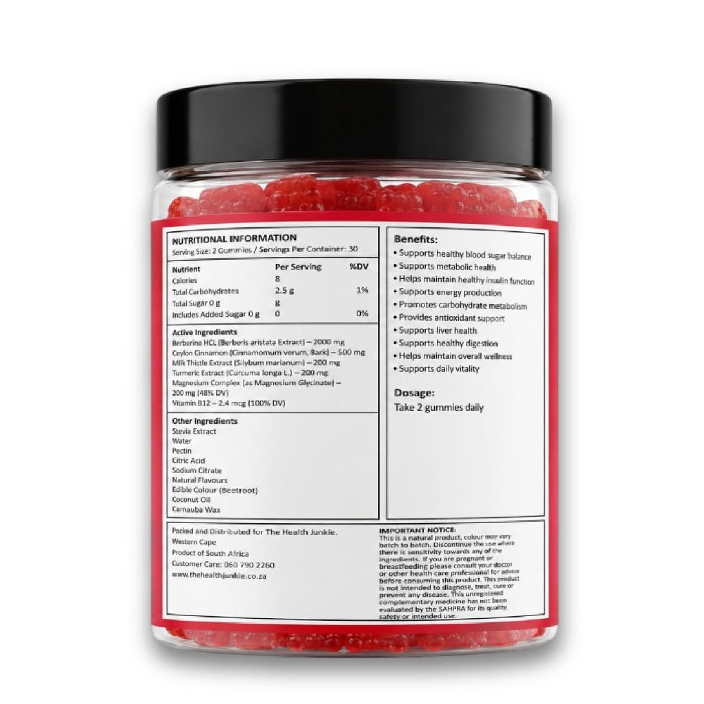 Berberine - Glucose Balance -60 Gummies - Sugar Free - The Health Junkie