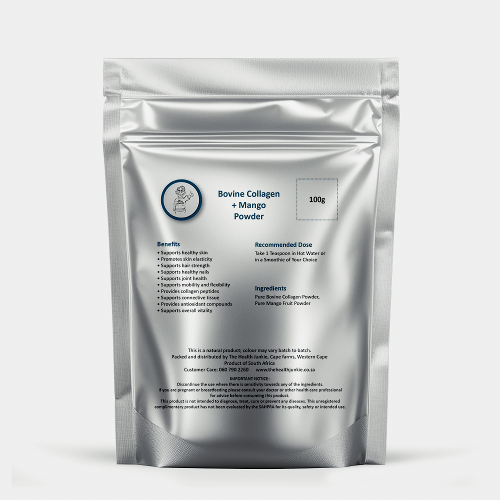Hydrolysed Bovine Collagen Peptides with Mango - 100g Powder - The Health Junkie