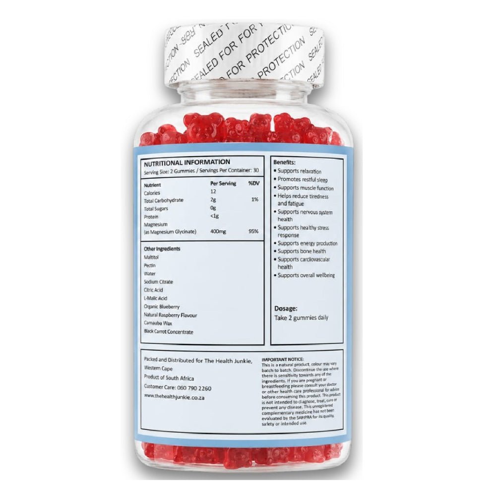 Magnesium Glycinate - Stress & Muscle Recovery – 60 Gummies - Sugar Free - The Health Junkie