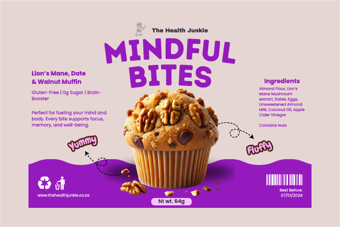 Lion's Mane, Date & Walnut Muffin