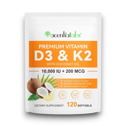 Premium Vitamin D3 & K2 with Coconut Oil - 120 Softgels