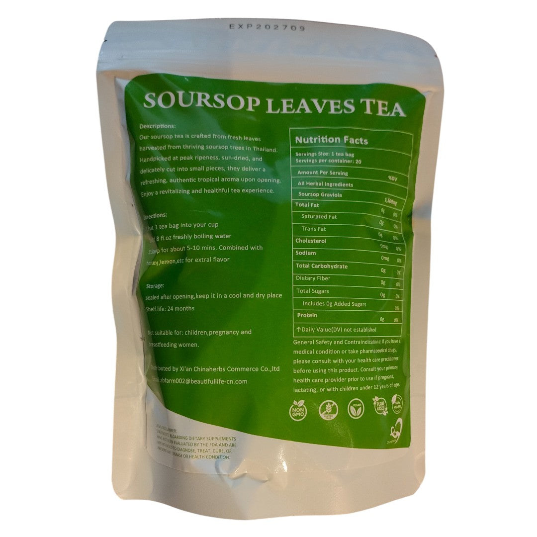 Soursop Graviola – Natural Tea Leaves – 20 Tea Bags