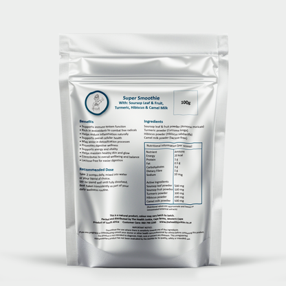 Super Smoothie 100g Powder Mix - Soursop Leaf & Fruit, Turmeric, Hibiscus & Camel Milk - Lactose Free
